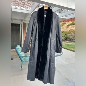 Women’s long leather coat.